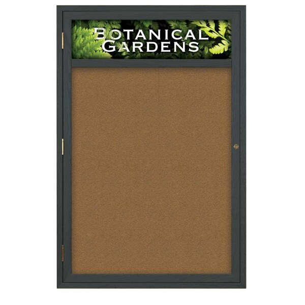 Sliding Glass Door Radius Letterboard, Hdr, 96"x48", Satin/Blue Vinyl